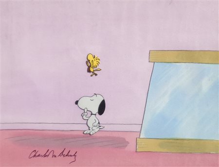 Charles M. Schulz Snoopy and Woodstock, 1991; tecnica mista su carta, 23,5 x...
