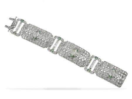 Bracciale con diamanti e smeraldi