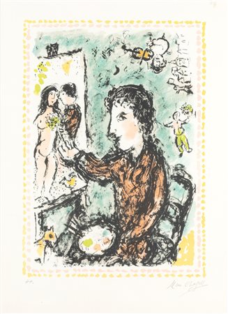 Marc Chagall (Lezna 1887-Saint Paul de Vence 1985)  - Scene d'atelier, 1983