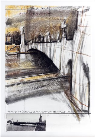 Christo (Gabrovo 1935-New York  2020)  - Wrapped bridge, Project for le Pont Alexandre III, Paris, 1977