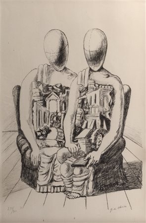 Giorgio de Chirico (Volos 1888-Roma 1978)  - Gli Archeologi, 1969