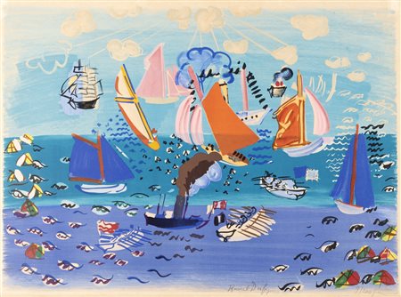 Raoul Dufy (Le Havre 1877-Forcalquier 1953)  - Au port