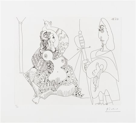 Pablo Picasso (Malaga 1881-Mougins 1973)  - Re e Regina, 1970