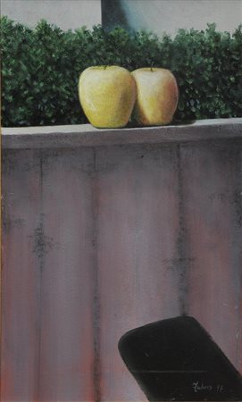 ROBERTO FABRIS (1956) Le due mele 1997 Acrilico, tempera, olio su tela 30x50...
