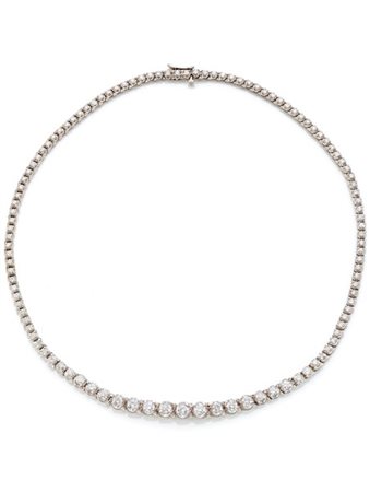 Collier in oro bianco con diamanti a scalare per complessivi ct. 7,10 circa, g