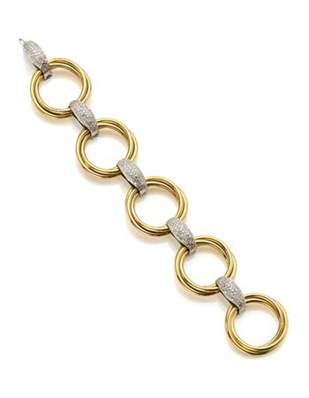 MICHELETTO
Bracciale ad anella in oro giallo con distanziatori in oro bianco e