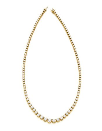 Collier in oro giallo con diamanti rotondi a scalare per complessivi ct. 9,50 c