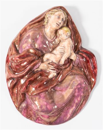 ANGELO MINGHETTI (Bologna 1822 - 1885) "Madonna con bambino". Porcellana...