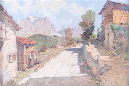 DANTE COMELLI (Bologna 1880 - 1958) "Sulla strada delle Dolomiti. Moena, Val...