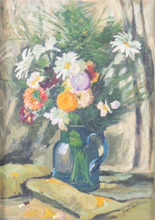 GIORGIO DE VINCENZI (Ferrara 1884 - Bologna 1965) "Vaso di fiori". Olio su...