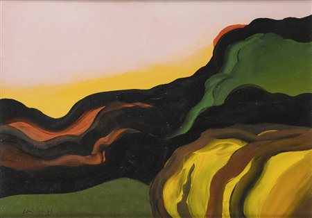 DIPINTO PAESAGGIO DI DOMENICO CANTATORE, 1969