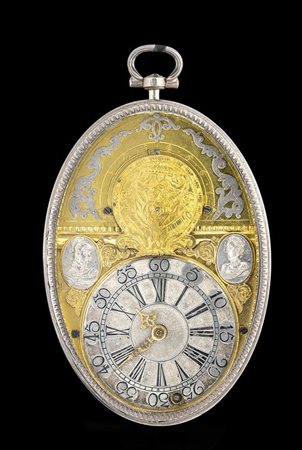 Importante orologio da tasca in argento con tabacchiera - Germania o Austria 1720-1750