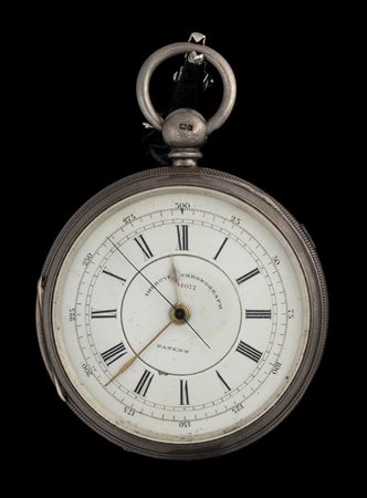 Orologio da tasca inglese in argento, cronografo 1/5 centre seconds – Chester 1878