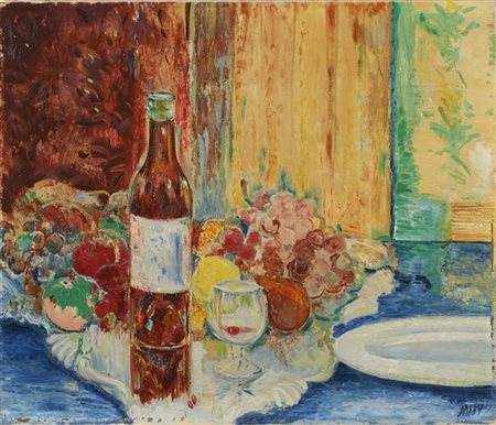 Aligi Sassu "La bottiglia di cognac" 1954
olio su tela
cm 50x59
Firmato in basso