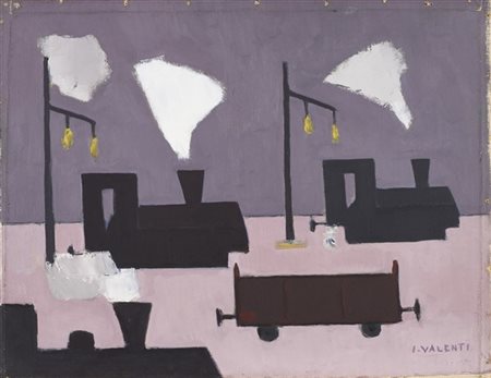 Italo Valenti "I trenini" 1955
olio su tela
cm 36x47
Firmato in basso a destra