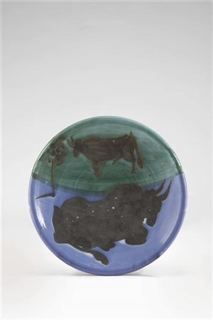 Pablo Picasso "Toros" 1952
ceramica parzialmente smaltata
diam. cm 19
Madoura Pl