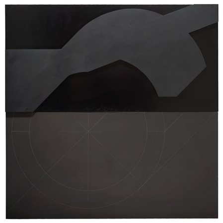 Gianfranco Pardi "Architettura" 1972
smalto su alluminio e tela 
(dittico)
cm 20