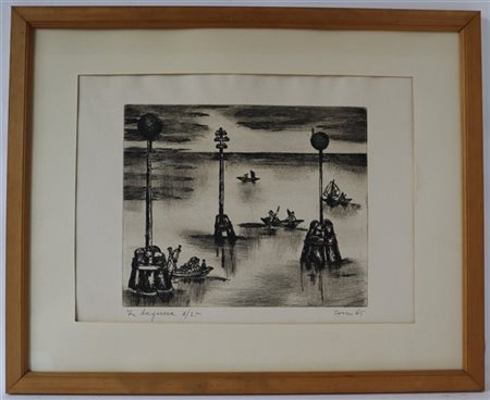 Tono Zancanaro "In laguna" 1965
acquaforte
Lastra cm 23x27,5
Firmata, datata, ti