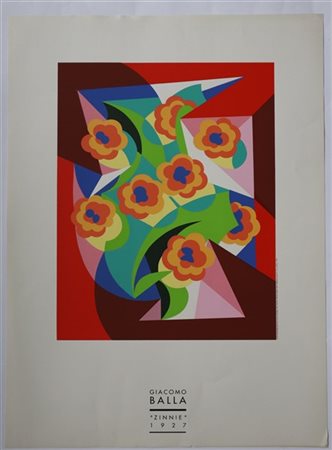 Giacomo Balla "Zinnie" 
serigrafia a colori
cm 100x70
Stampata da SERI-ARTE, Ber