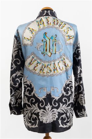 GIANNI VERSACE Camicia in seta "La Medusa" con motivo barocco arabescato sui...