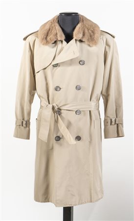 BELTRAMI Trench a doppiopetto in tela beige foderato internamente di...