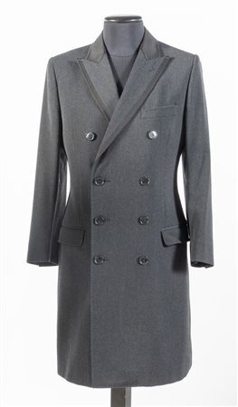 DOLCE & GABBANA Cappotto maschile in lana color grigio scuro con rifiniture...