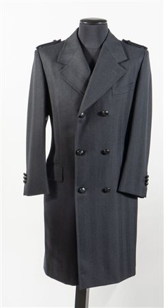 YVES SAINT LAURENT Rive Gauche Cappotto maschile in lana grigio scuro con...