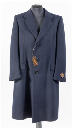 YVES SAINT LAURENT Diffusion Homme Cappotto maschile in lana vergine blu...