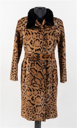 MAX MARA Cappotto in cavallino a stampa leopardata con rifiniture del...