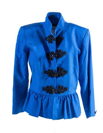 YVES SAINT LAURENT Variation Giacca sui toni del blu elettrico con chiusura...