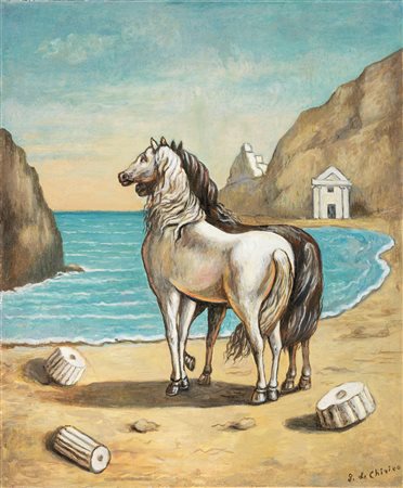 Giorgio de Chirico, Cavalli antichi in riva al mare, inizio anni Settanta