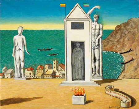 Giorgio de Chirico, Spiaggia misteriosa, 1968