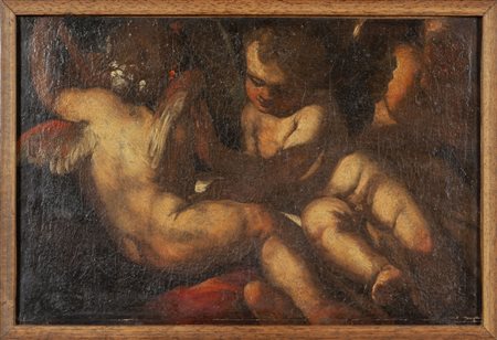 Scuola genovese sec.XVII "Putti" olio<br>cm. 