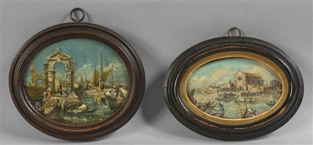 "Venezia" due miniature su tavoletta <br>cm.10x8 