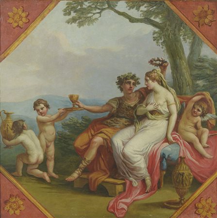 Scuola italiana del XVIII secolo Allegoria Olio su tela, in cornice cm. 79x79