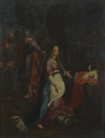 Scuola italiana del XVIII secolo [da Barocci] Natività Olio su tela cm....