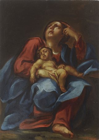 Scuola italiana del XVIII secolo Madonna col Bambino Olio su tavola cm. 37,5x27