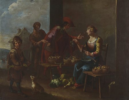 Giacomo Francesco Cipper Il Todeschini (1664-1736) Scene di mercato, coppia...