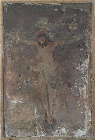 Scuola italiana del XVI secolo Cristo sulla croce Affresco staccato cm. 126x84,5