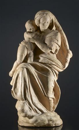 Scuola europea Madonna col bambino Terracotta h. cm. 65