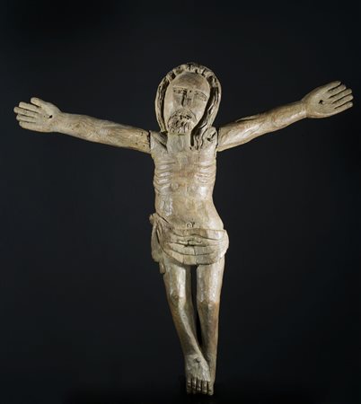 Arte popolare della lucchesia, XIV secolo Cristo crocifisso Legno intagliato...