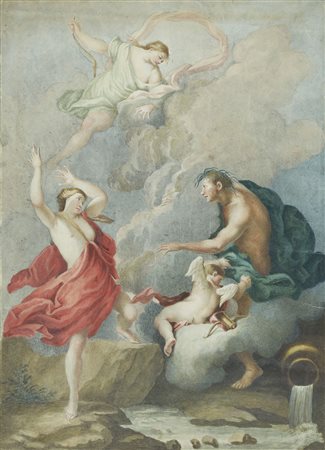 Giulio Carpioni (Venezia 1613 - Vicenza 1678) Episodio mitologico Acquarello...