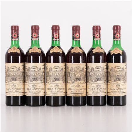  
Lotto di 6 bottiglie Chianti Villa Antinori 1964
 
