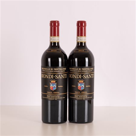  
Lotto di due bottiglie di Biondi Santi Brunello di Montalcino 2015
 