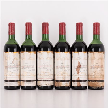  
Lotto di 6 bottiglie Baronne Philippe De Rothschild Chateau Mouton 1966
 