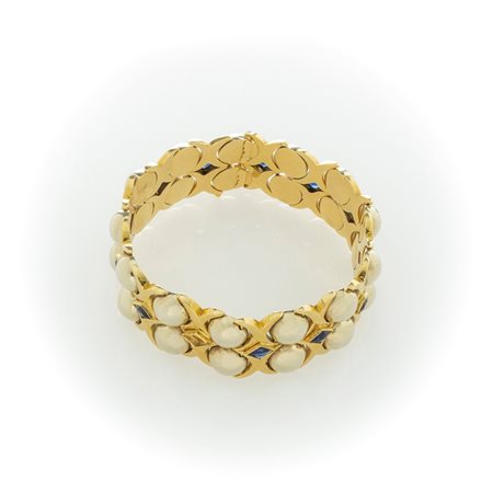 Bracciale in oro giallo a maglia con zaffiri