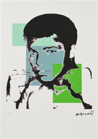 Andy Warhol MUHAMMAD ALI litografia su carta Arches, cm 57x38; es. 30/100...