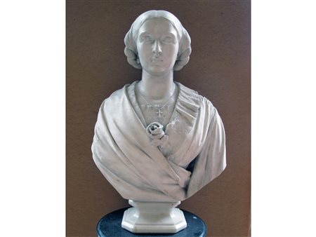 Pasquale Miglioretti (1823-1881) Busto di signora Marmo Firmato Datato 1859...