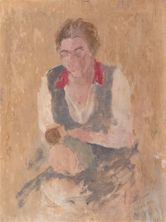 Pio Semeghini "Maternità" Bassano, 1930olio su compensato (cm 47x35,5)Firmato,
