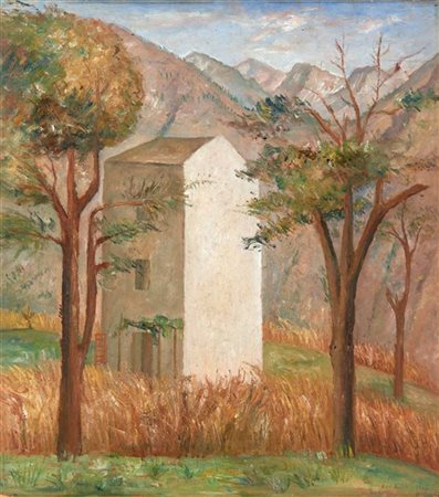 Francesco De Rocchi "Casetta in montagna" 
olio su tela (cm 50x56)
Firmato in ba